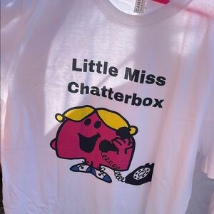 Bella Canvas White Short Sleeve Tee with Little Miss Chatterbox Design